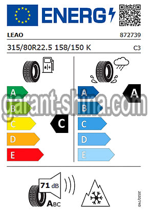 Leao M205-A (универсал-карьер) 315/80 R22.5 158/150K 22PR - Фото Европейских характеристик